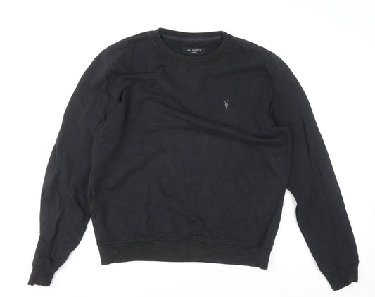 AllSaints Men's Black Medium Pullover Sweatshirt Crew Neck Cotton