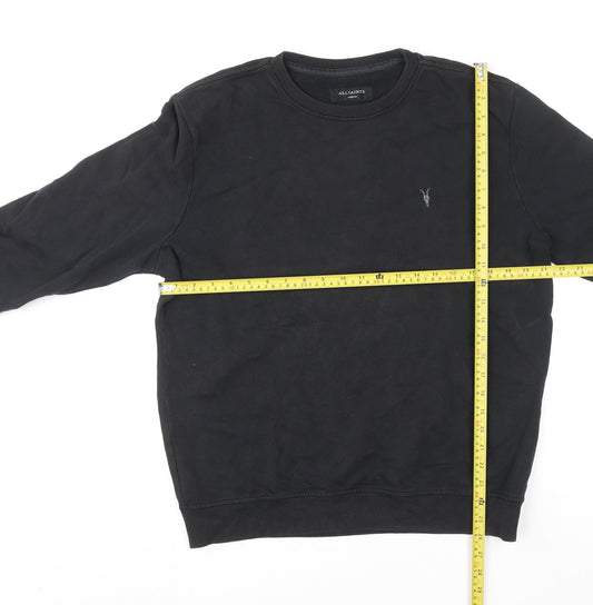AllSaints Men's Black Medium Pullover Sweatshirt Crew Neck Cotton