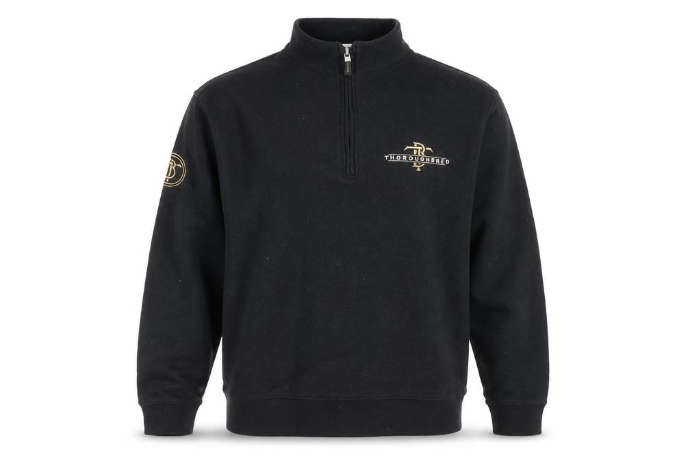 Peter Millar Men's Black S 1/4 Zip Mock Neck Sweatshirt