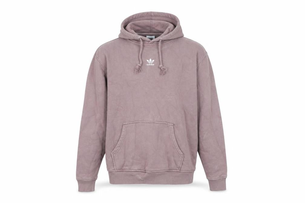 Adidas Mens Brown Pullover Hoodie Size L Logo Fleece Sweatshirt