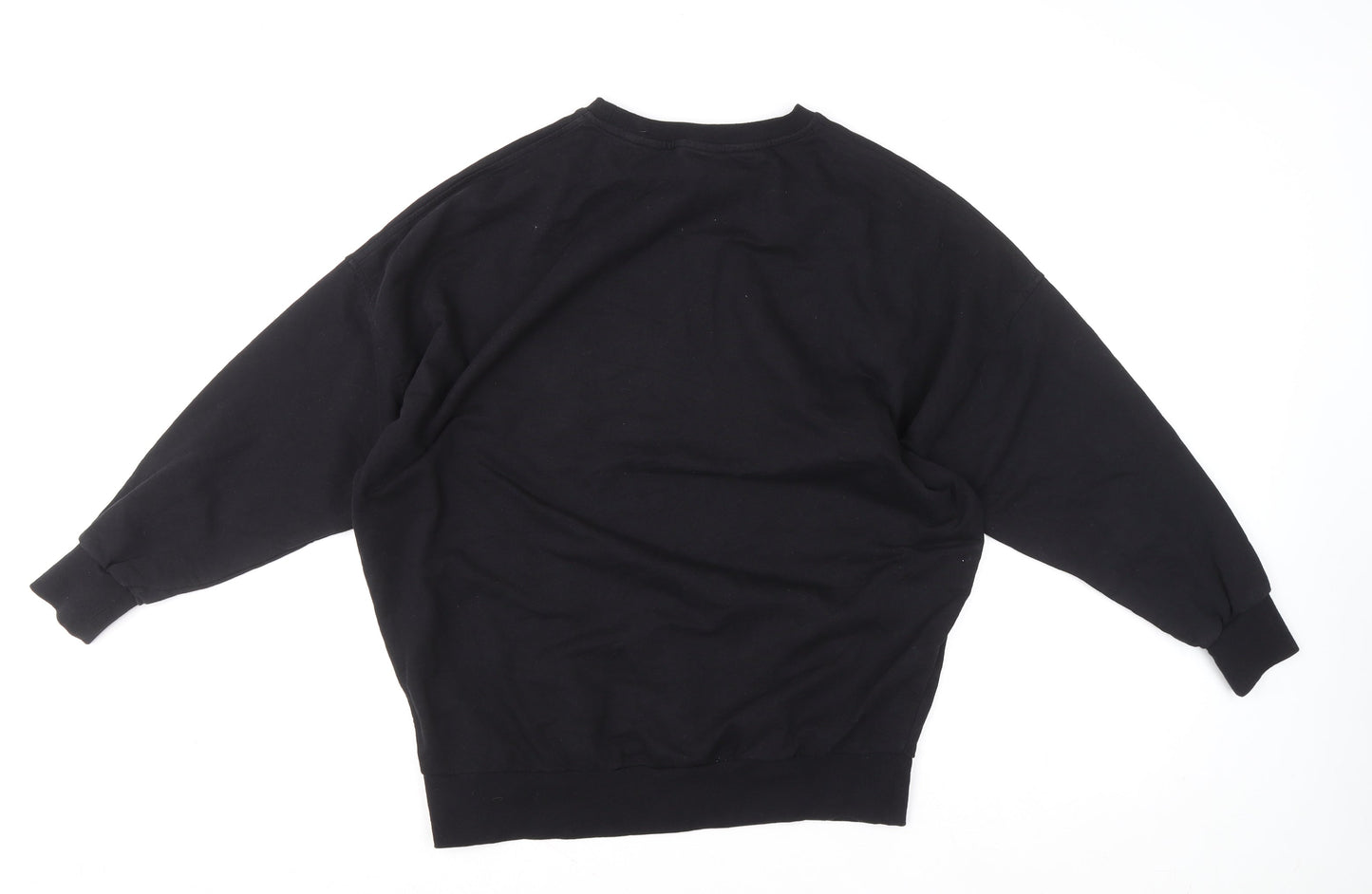 HERA Mens Black Sweatshirt S Crew Neck Graphic Print Cotton