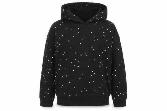 Wonder Nation Girls Black Heart Print Pullover Hoodie Size 10-12 Years