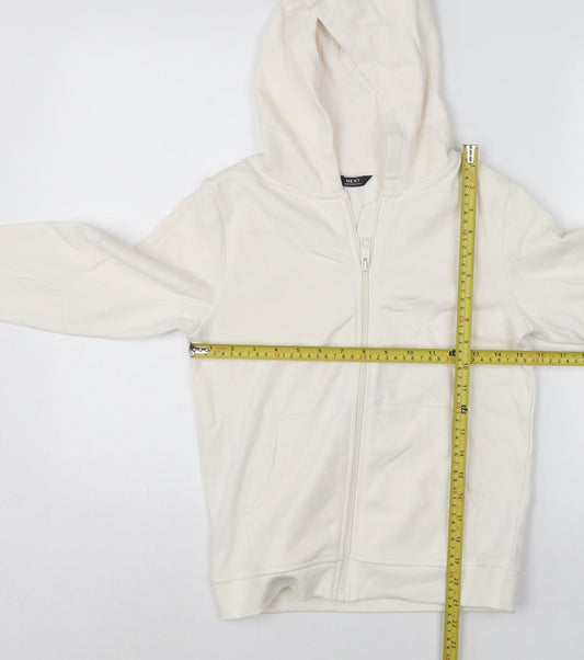 NEXT Girls Ivory Full Zip Hoodie 9 Years Cotton Blend Casual Sweatshirt