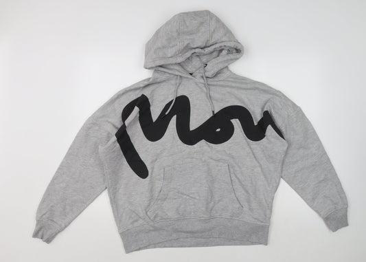Money Women's Grey Graphic Hooded Pullover Hoodie Size 12