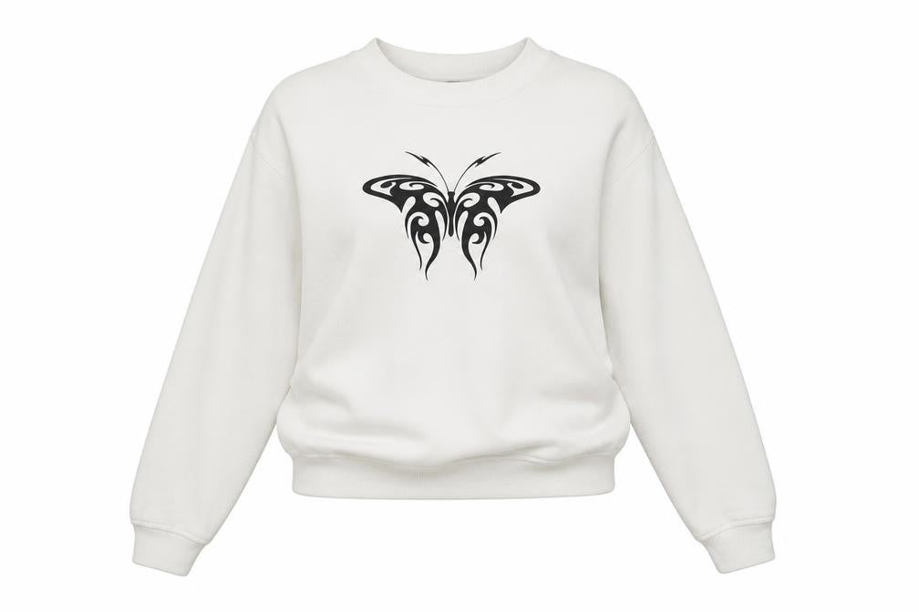 H&M Divided Womens White Butterfly Graphic Sweatshirt Size 8