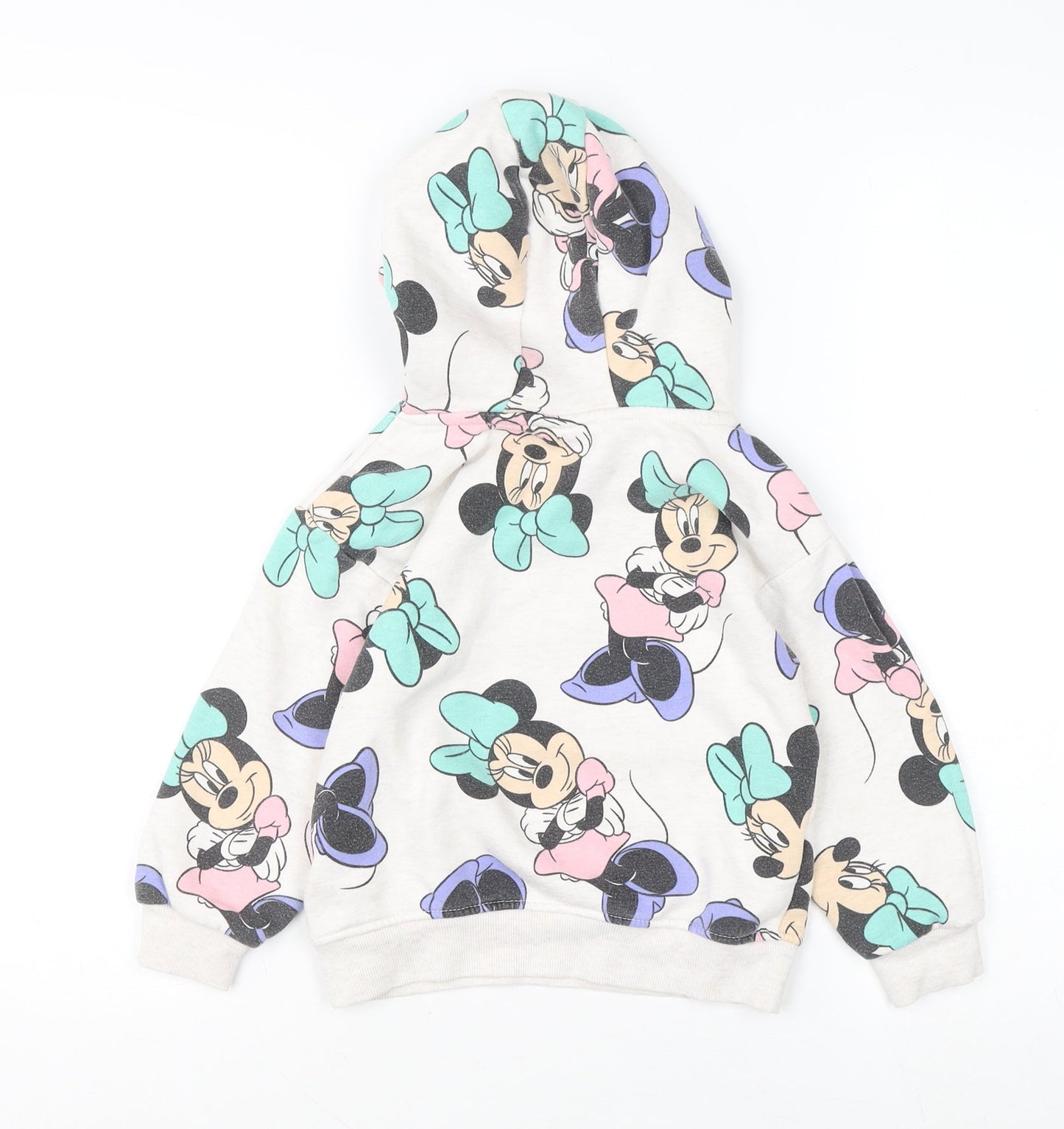 Disney Girls Beige Minnie Mouse Pullover Hoodie 4-5 Years Graphic Print