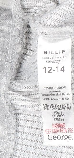 George Women Grey Reindeer Hooded Pyjama Top Size 12-14 Winter Knit