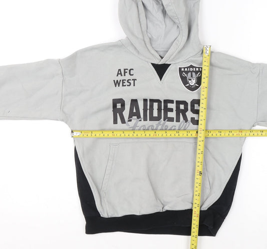 Marks and Spencer Boys Grey Raiders Pullover Hoodie 7-8 Years Cotton Blend