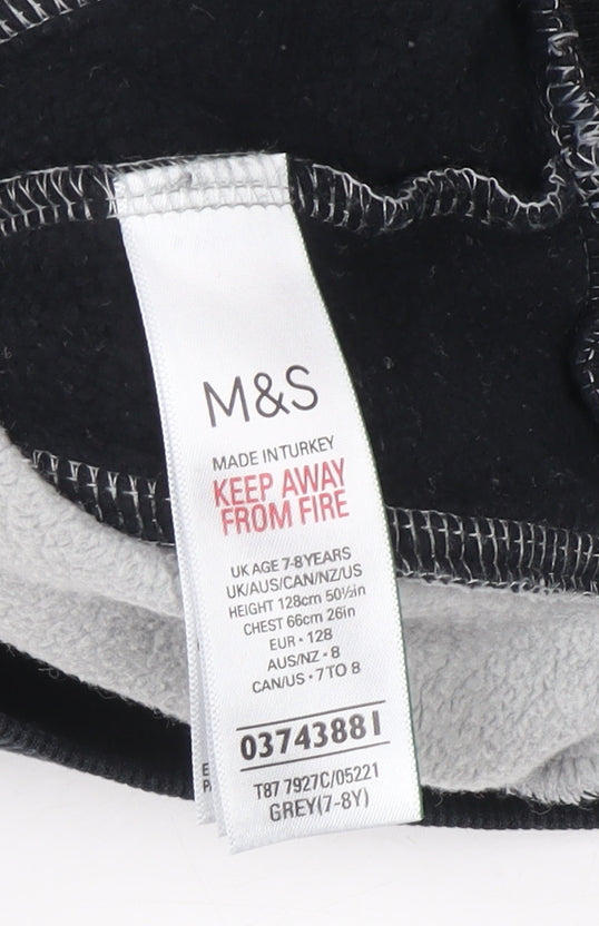 Marks and Spencer Boys Grey Raiders Pullover Hoodie 7-8 Years Cotton Blend