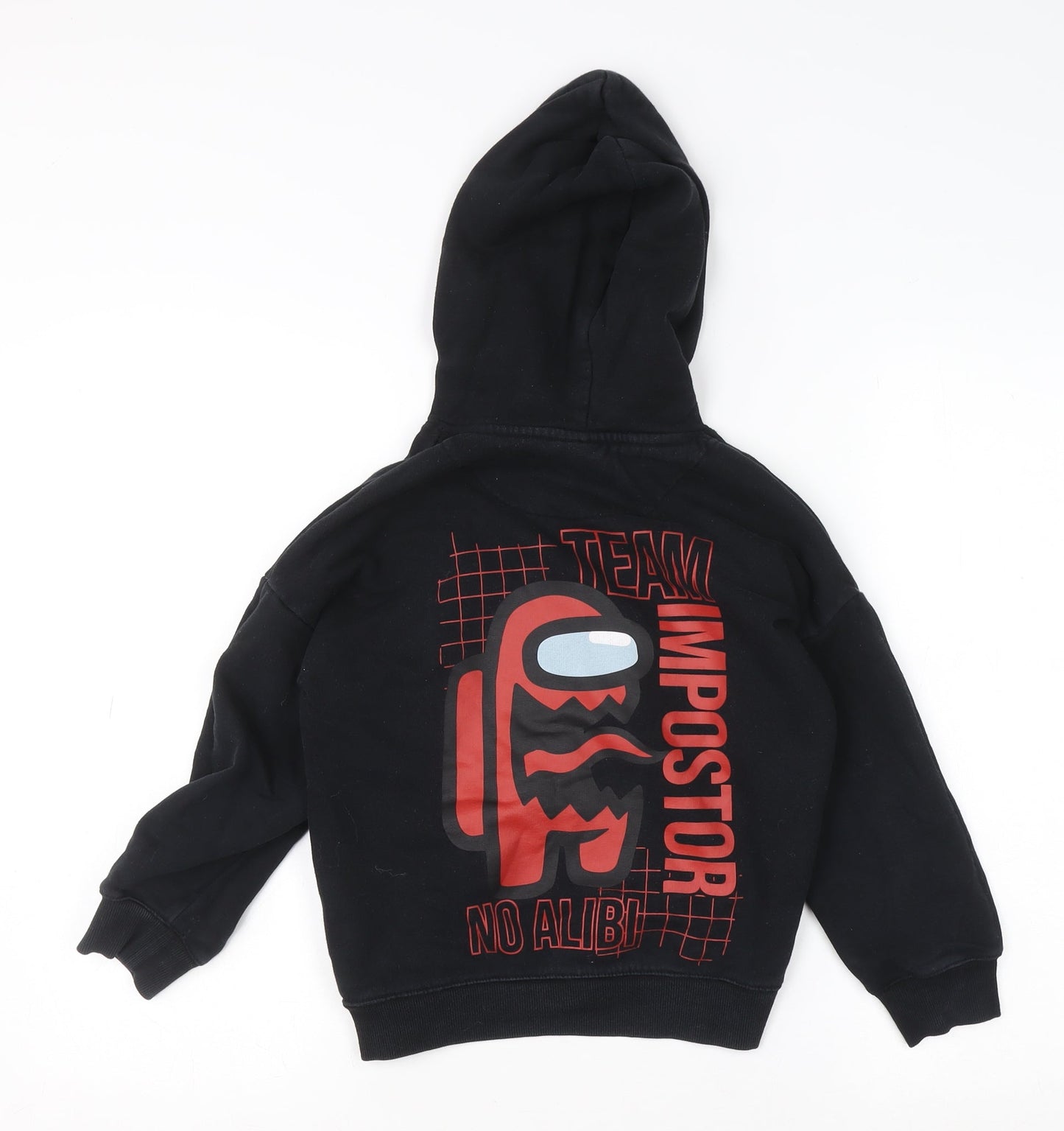 Marks and Spencer Boys Black Among Us Pullover Hoodie 7-8 Years