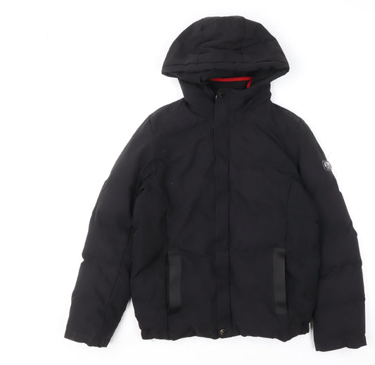 Trespass Boys Black Waterproof Hooded Puffer Jacket 9-10 Years