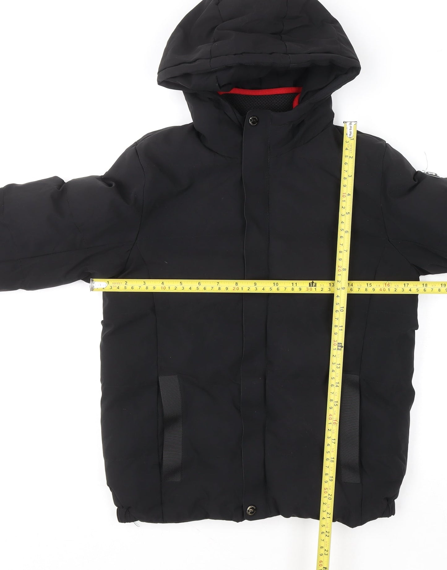 Trespass Boys Black Waterproof Hooded Puffer Jacket 9-10 Years