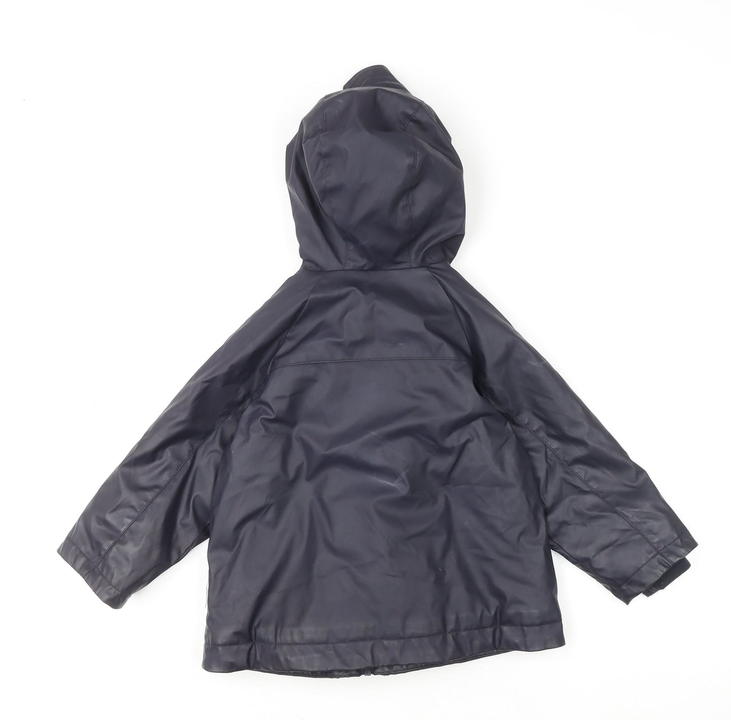 Zara Boys Blue Hooded Waterproof Rain Coat Jacket 3-4 Years