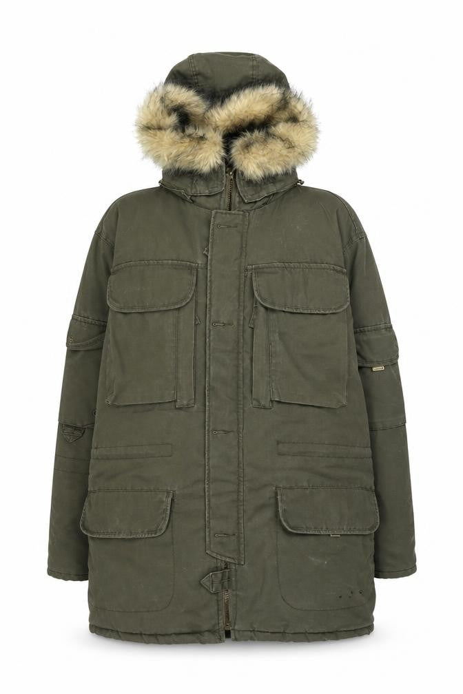 Estwest Women's Green L Parka Coat Faux Fur Hooded Winter Jacket