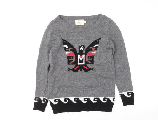 Valley of the Dolls Womens Grey Aztec Knit Pullover Jumper XS