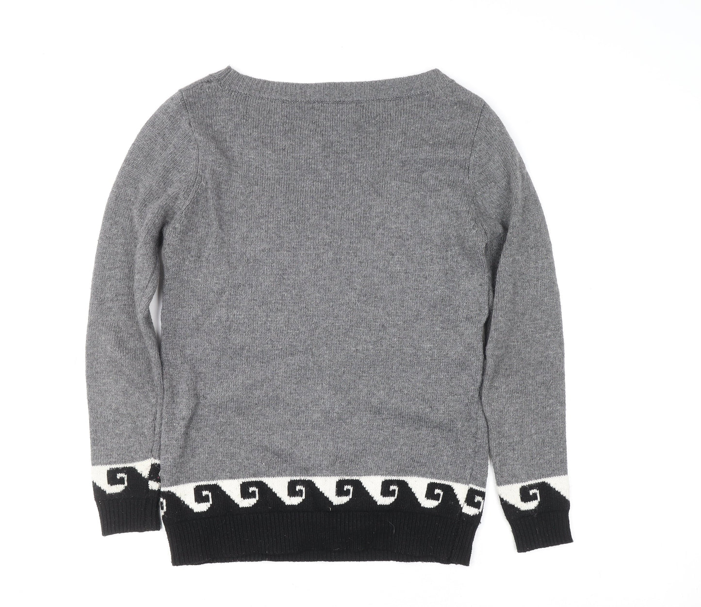 Valley of the Dolls Womens Grey Aztec Knit Pullover Jumper XS