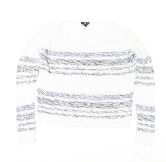 Gap Women's White Striped Cotton Knit Jumper Size S