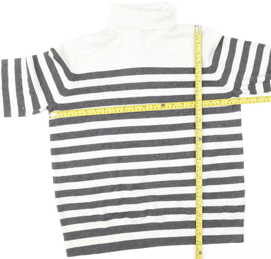Marks and Spencer Women’s Grey Striped Roll Neck Knit Jumper M