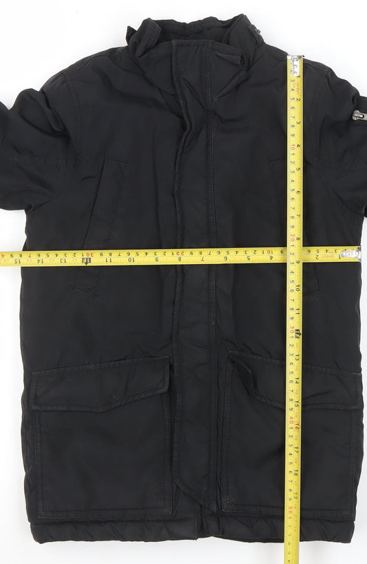 H&M Boys Black Mid-Length Puffer Jacket Coat 6 Years Winter Lined