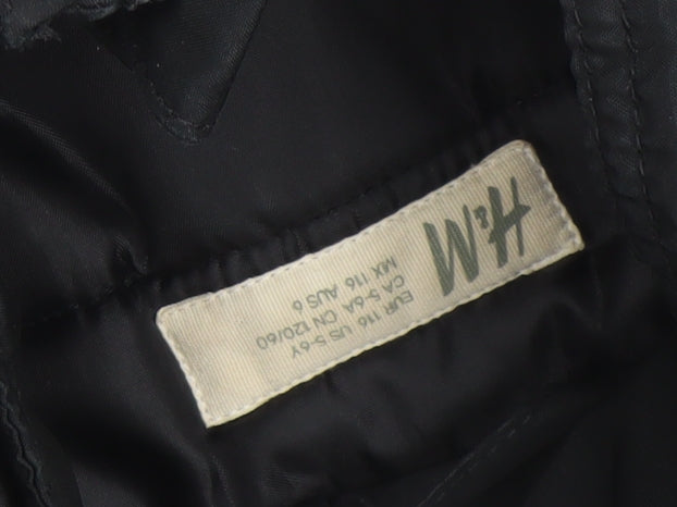 H&M Boys Black Mid-Length Puffer Jacket Coat 6 Years Winter Lined