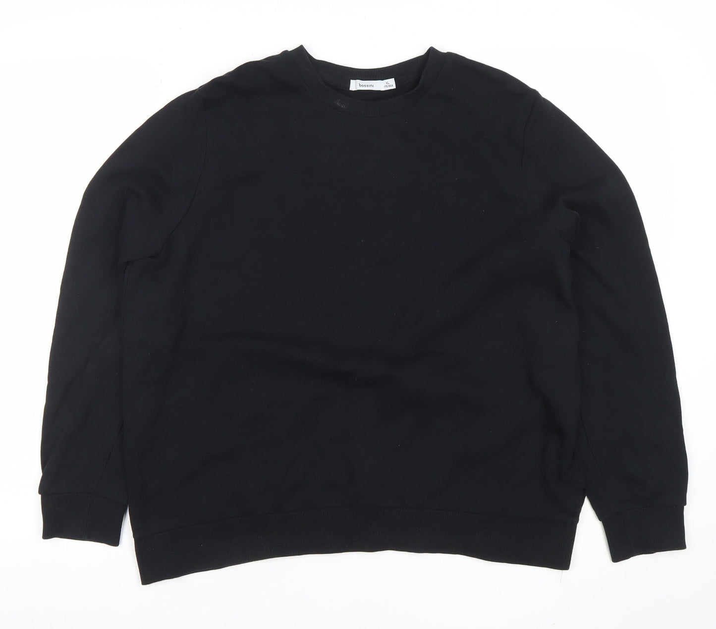 Bossini Women Black 100% Cotton Crew Neck Pullover Sweatshirt Size M