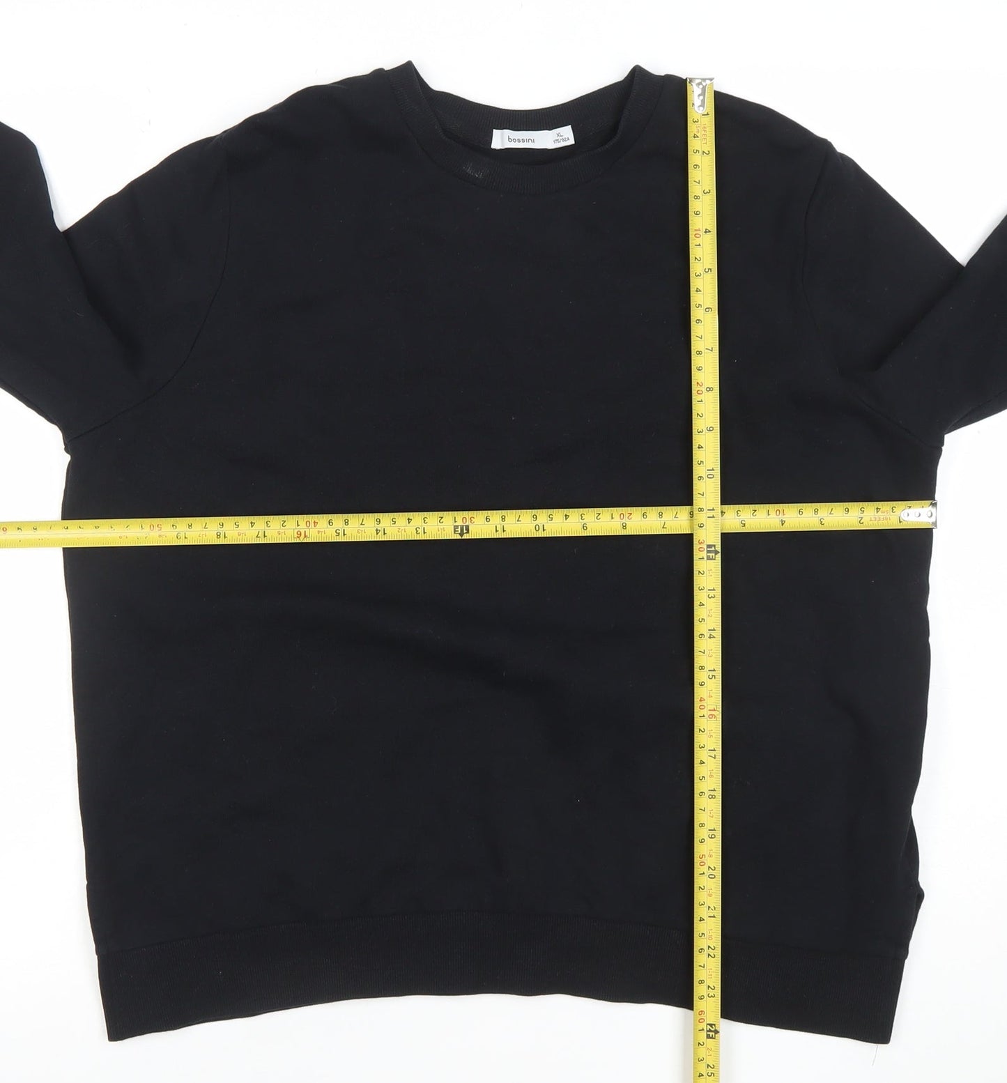 Bossini Women Black 100% Cotton Crew Neck Pullover Sweatshirt Size M