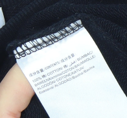 Bossini Women Black 100% Cotton Crew Neck Pullover Sweatshirt Size M