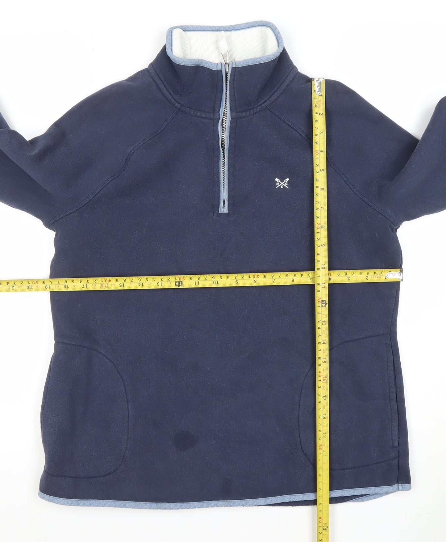 Crew Clothing Company Women's Navy Half Zip Sweatshirt Size 12 Cotton Blend