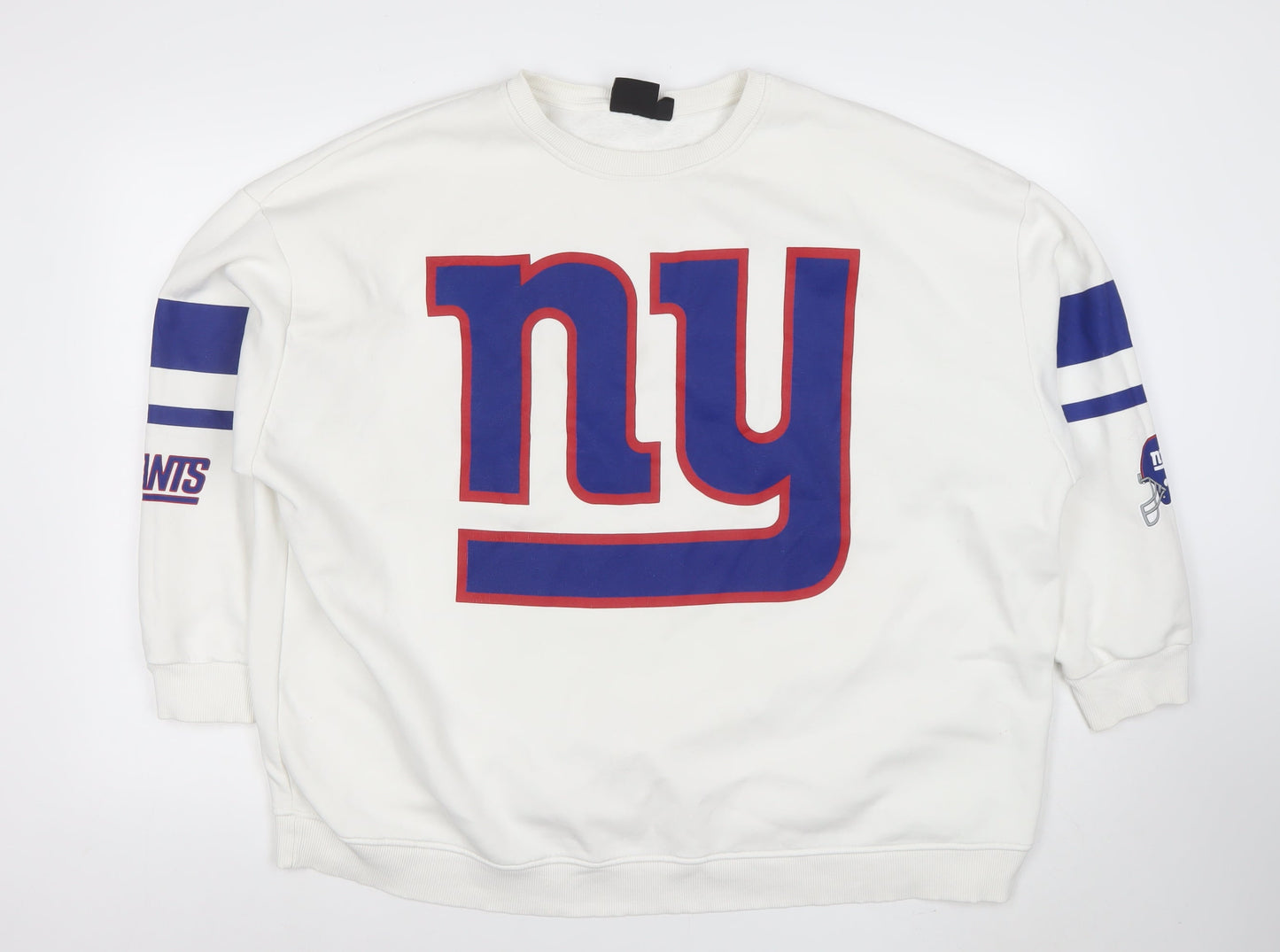 Primark NFL Giants White Cotton Sweatshirt Women XL Crew Neck Pullover