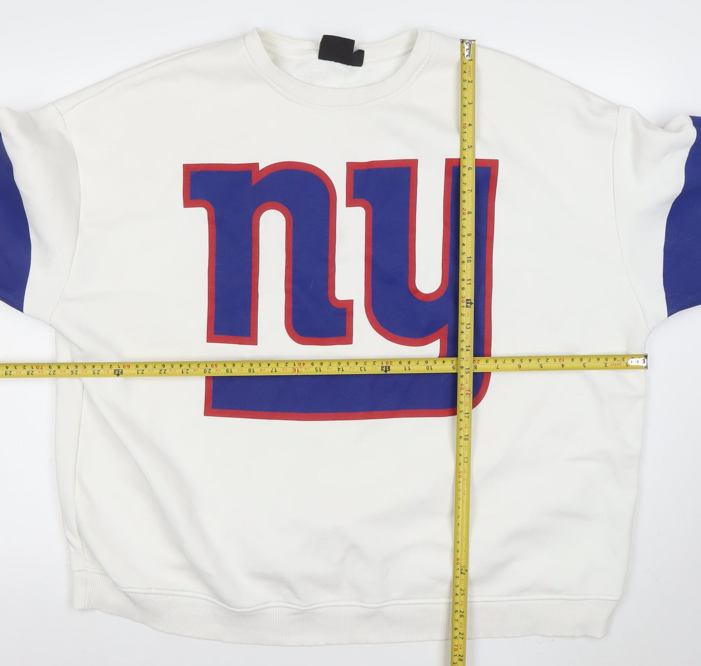 Primark NFL Giants White Cotton Sweatshirt Women XL Crew Neck Pullover