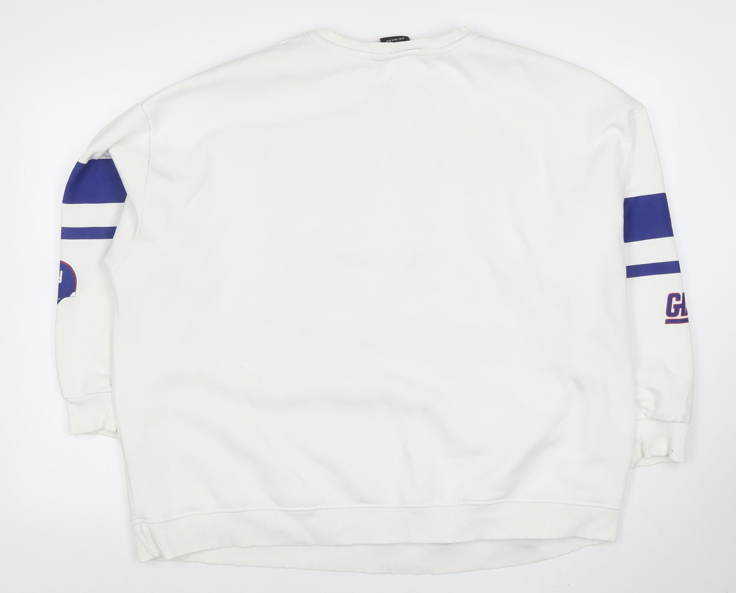 Primark NFL Giants White Cotton Sweatshirt Women XL Crew Neck Pullover