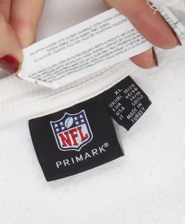 Primark NFL Giants White Cotton Sweatshirt Women XL Crew Neck Pullover
