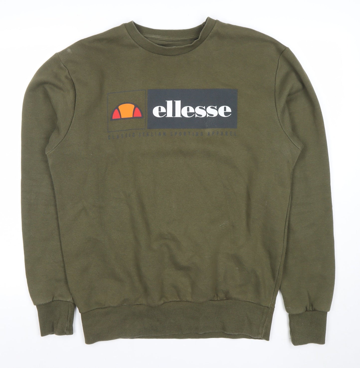Ellesse Men's Green Crew Neck Sweatshirt Large Logo Pullover