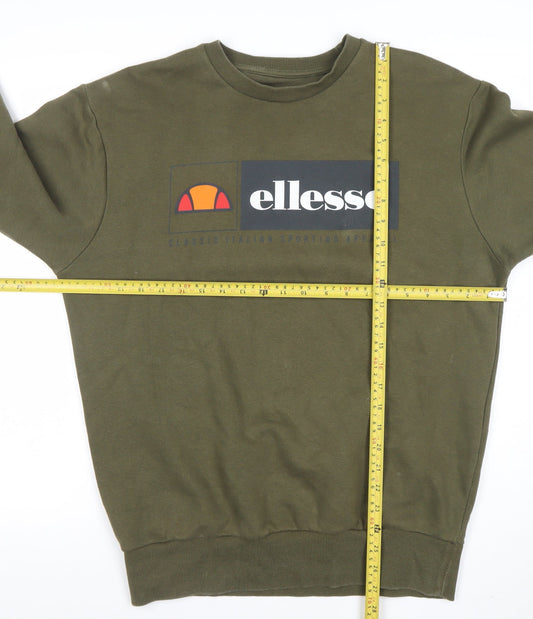 Ellesse Men's Green Crew Neck Sweatshirt Large Logo Pullover