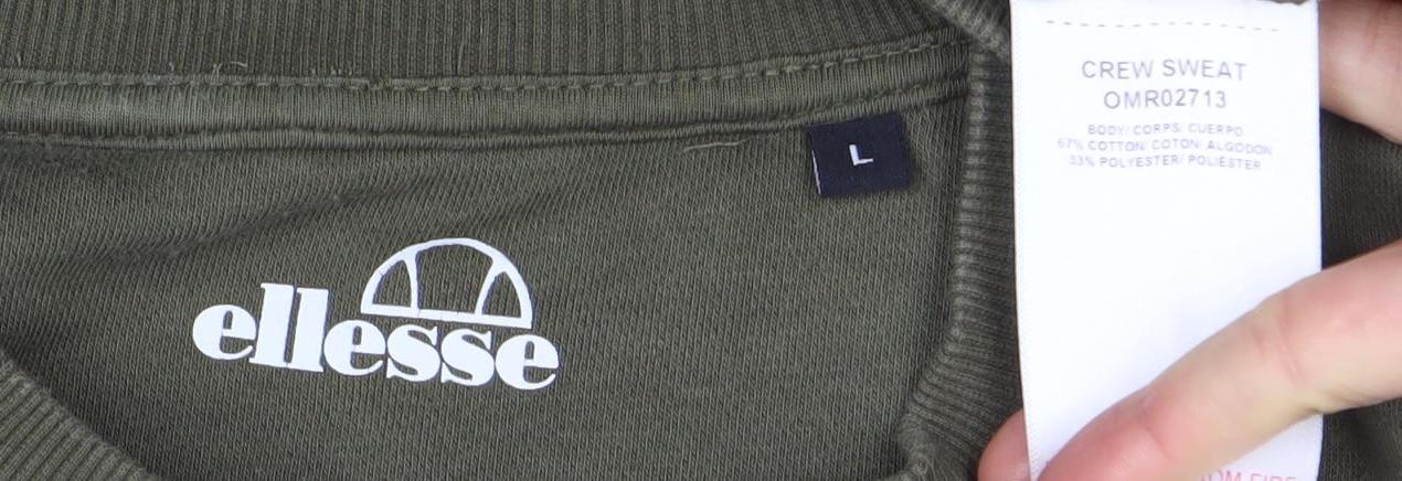 Ellesse Men's Green Crew Neck Sweatshirt Large Logo Pullover