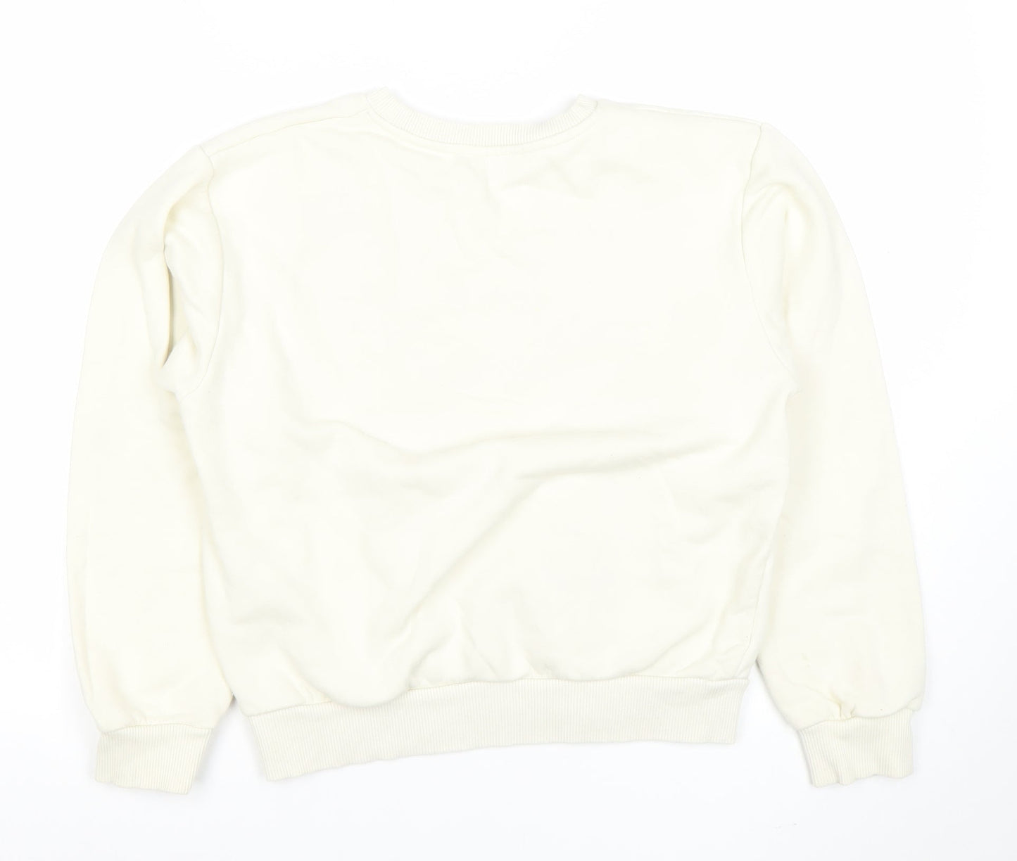 Zara Women Ivory Floral Pullover Sweatshirt Size S Cotton Blend