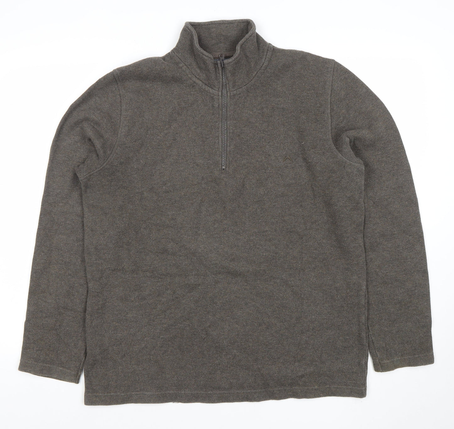 Austin Reed Men's Brown 1/4 Zip Cotton Sweater Medium