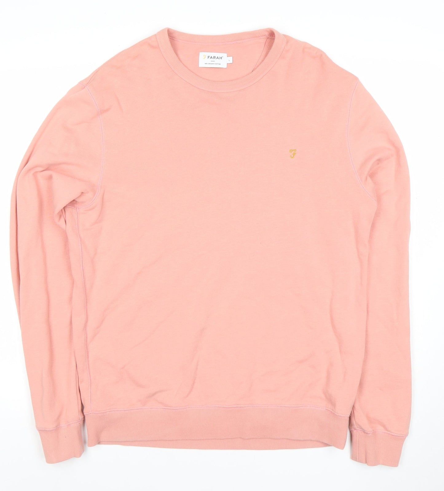 Farah Men's Pink Organic Cotton Crew Neck Sweatshirt Size L