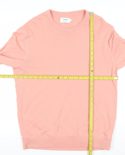 Farah Men's Pink Organic Cotton Crew Neck Sweatshirt Size L