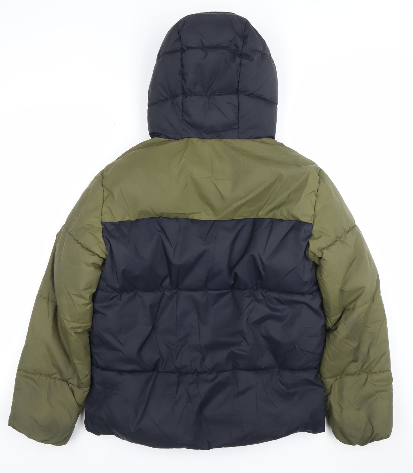 Mango Boys Green & Black Hooded Puffer Jacket 11-12 Years Winter Coat
