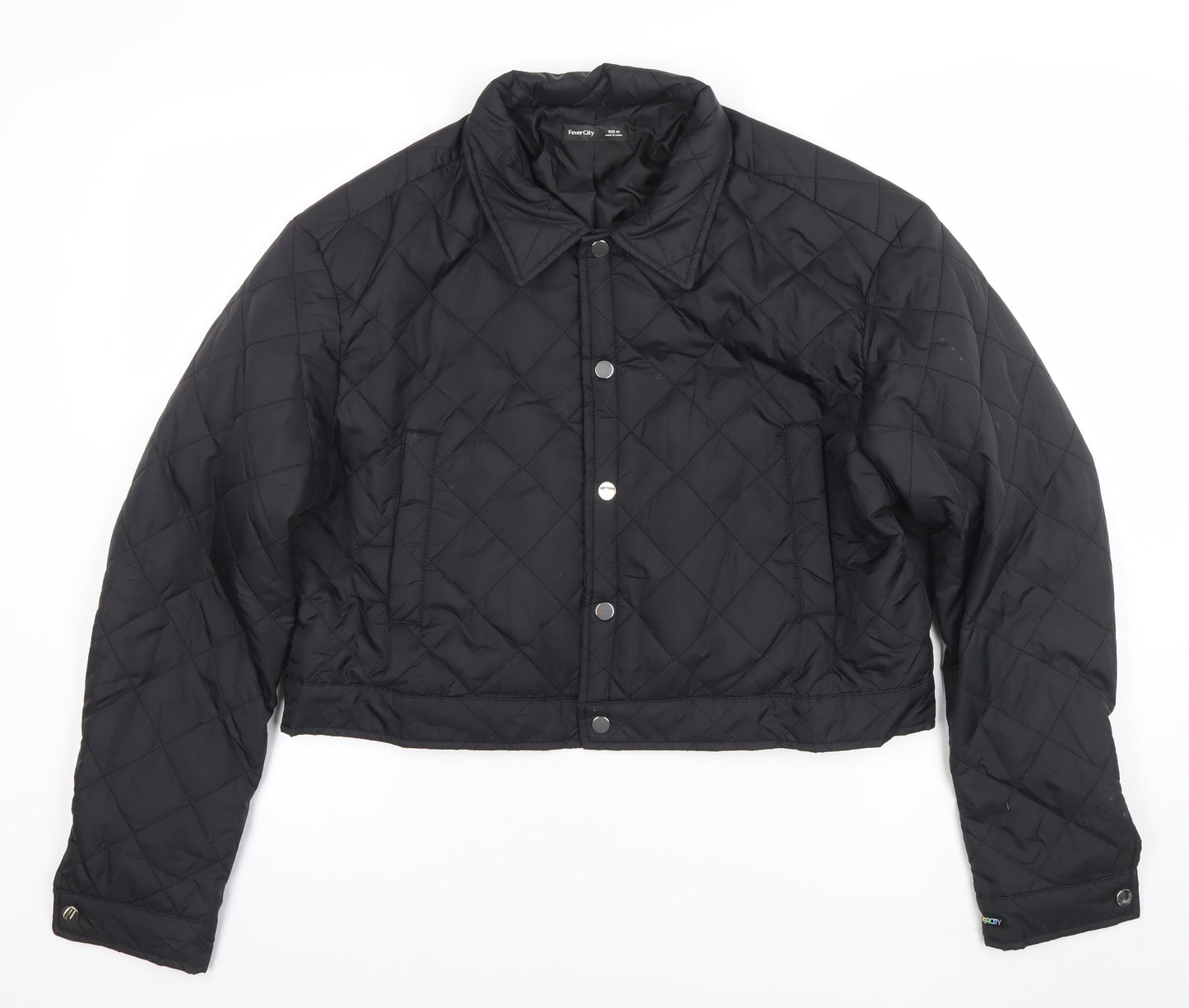 Fever City Women's Black Quilted Cropped Jacket Size M