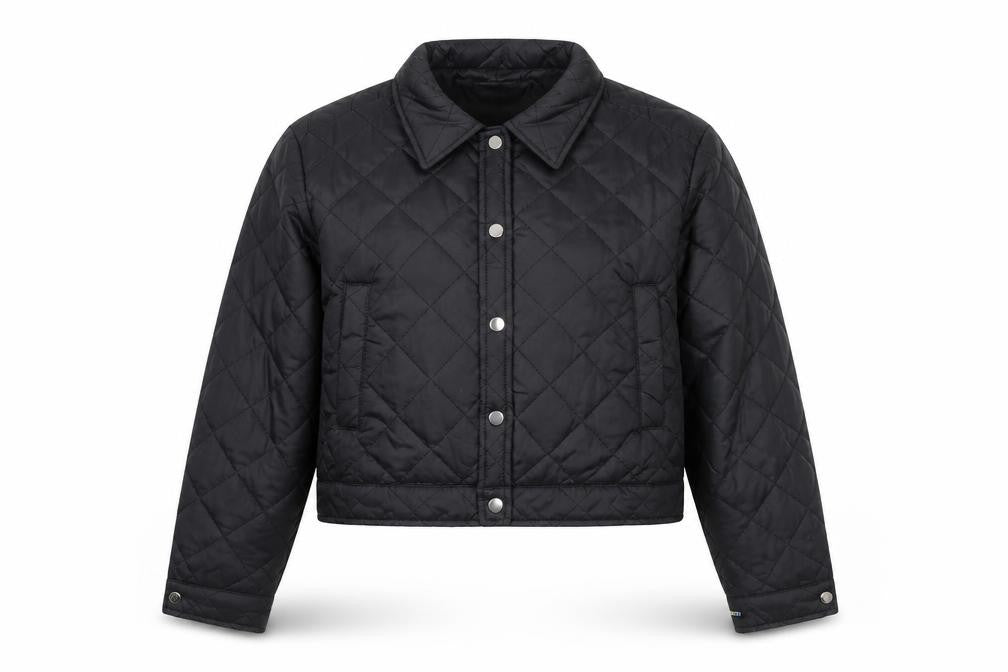 Fever City Women's Black Quilted Cropped Jacket Size M