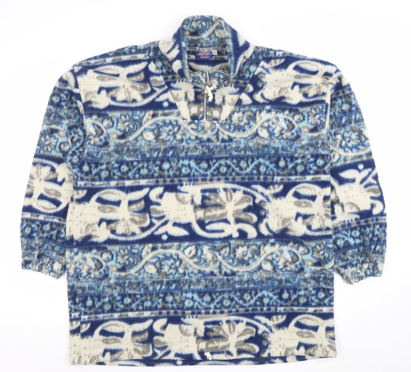 Let's Go Men's Blue Vintage Fleece Pullover Sweatshirt L