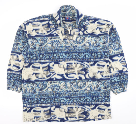 Let's Go Men's Blue Vintage Fleece Pullover Sweatshirt L
