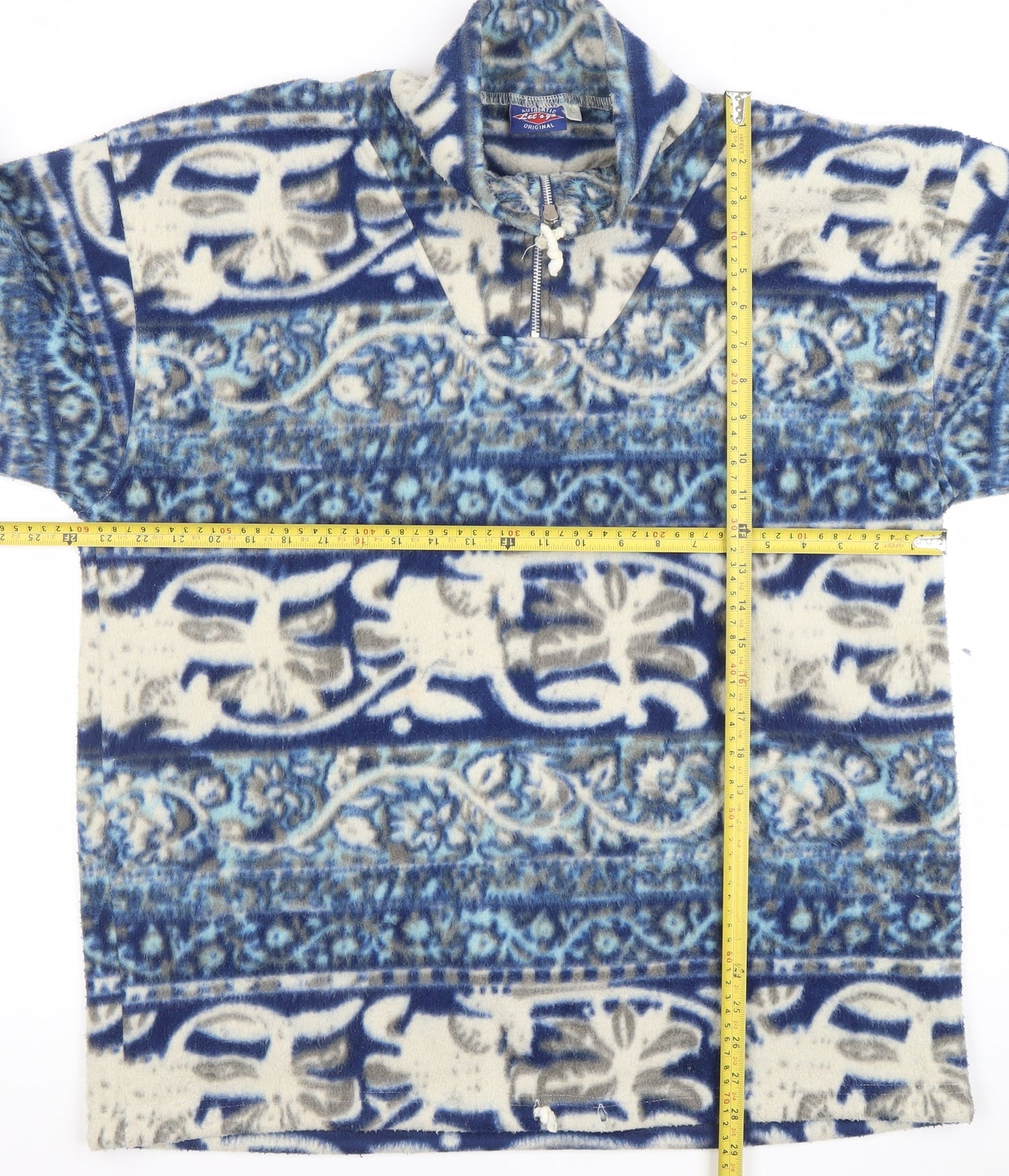 Let's Go Men's Blue Vintage Fleece Pullover Sweatshirt L