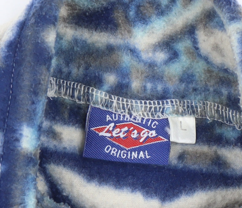 Let's Go Men's Blue Vintage Fleece Pullover Sweatshirt L