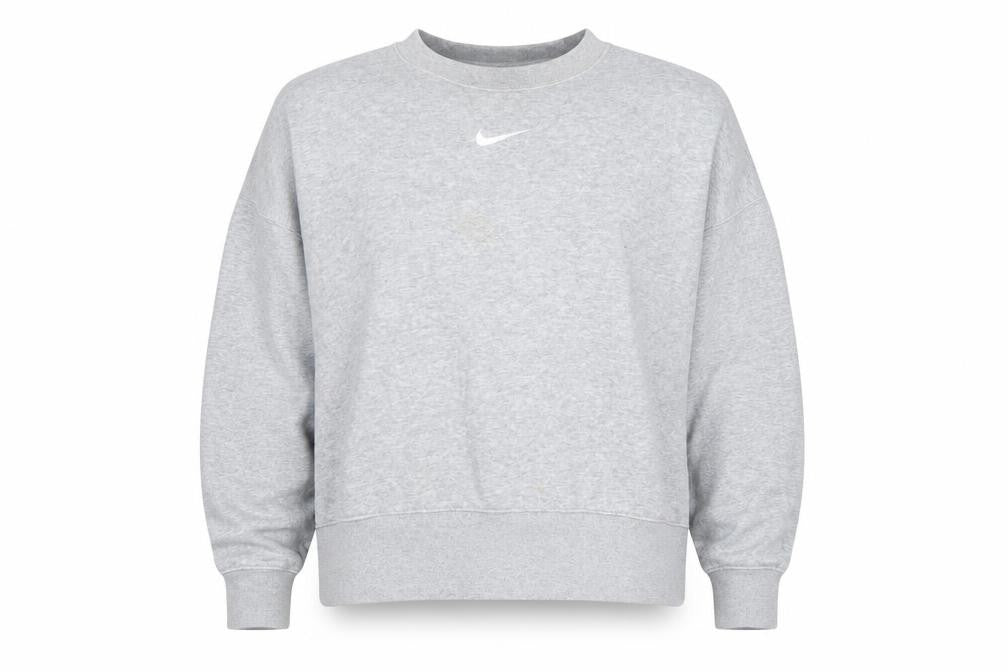 Nike Women Grey L Oversized Crew Neck Pullover Sweatshirt