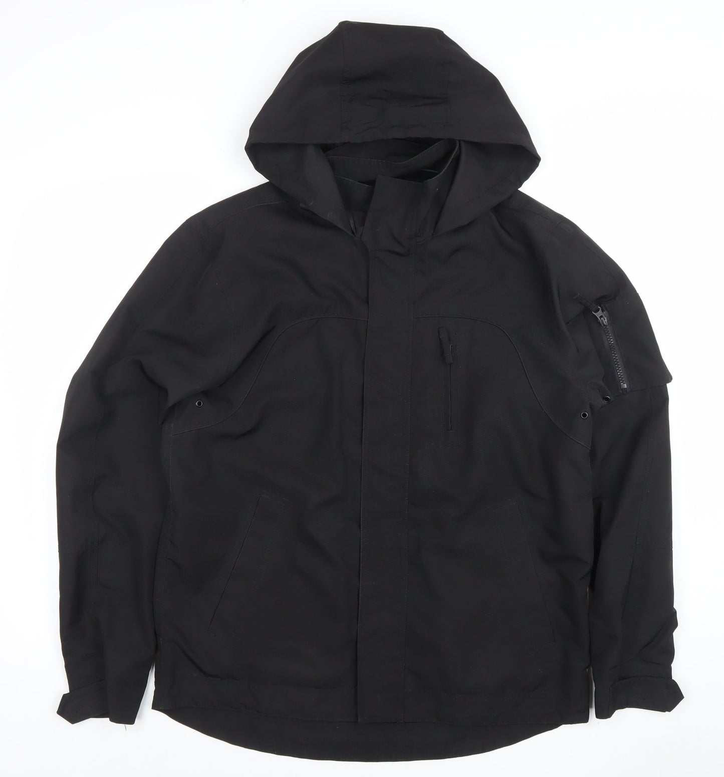 F&F Men's Black Hooded Parka Jacket Size S Regular Fit