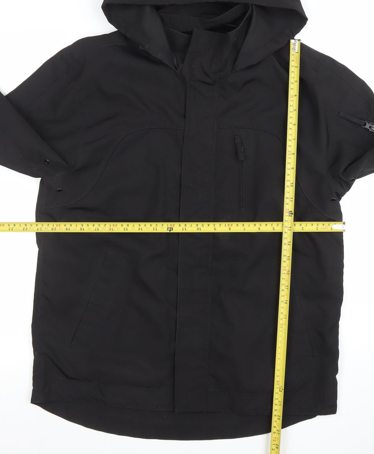 F&F Men's Black Hooded Parka Jacket Size S Regular Fit