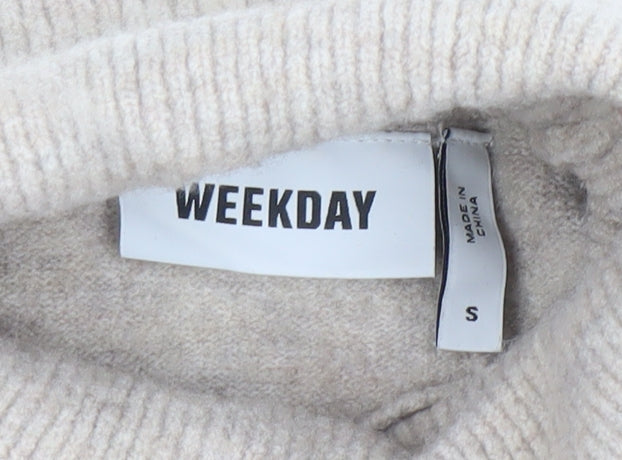 Weekday Women’s Beige Roll Neck Wool Blend Jumper Size S
